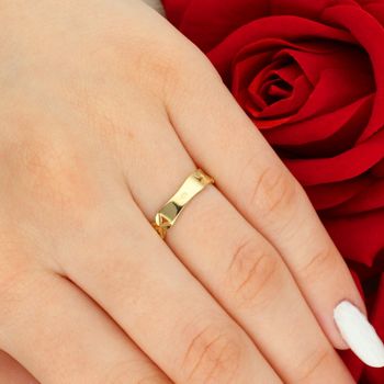 Złoty Pierścionek Damski 375 – Białe i Żółte Złoto, Motyw Kwiatów, Diamentowana Powierzchnia tył.jpg